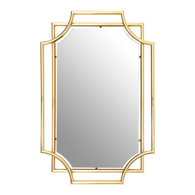 Gold-framed mirror on a white background