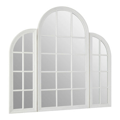 Fret Flat Wood White Finish Mirror