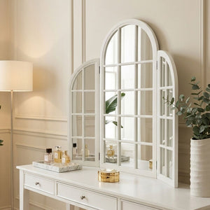 White Finish Dressing Table Mirror | Fret