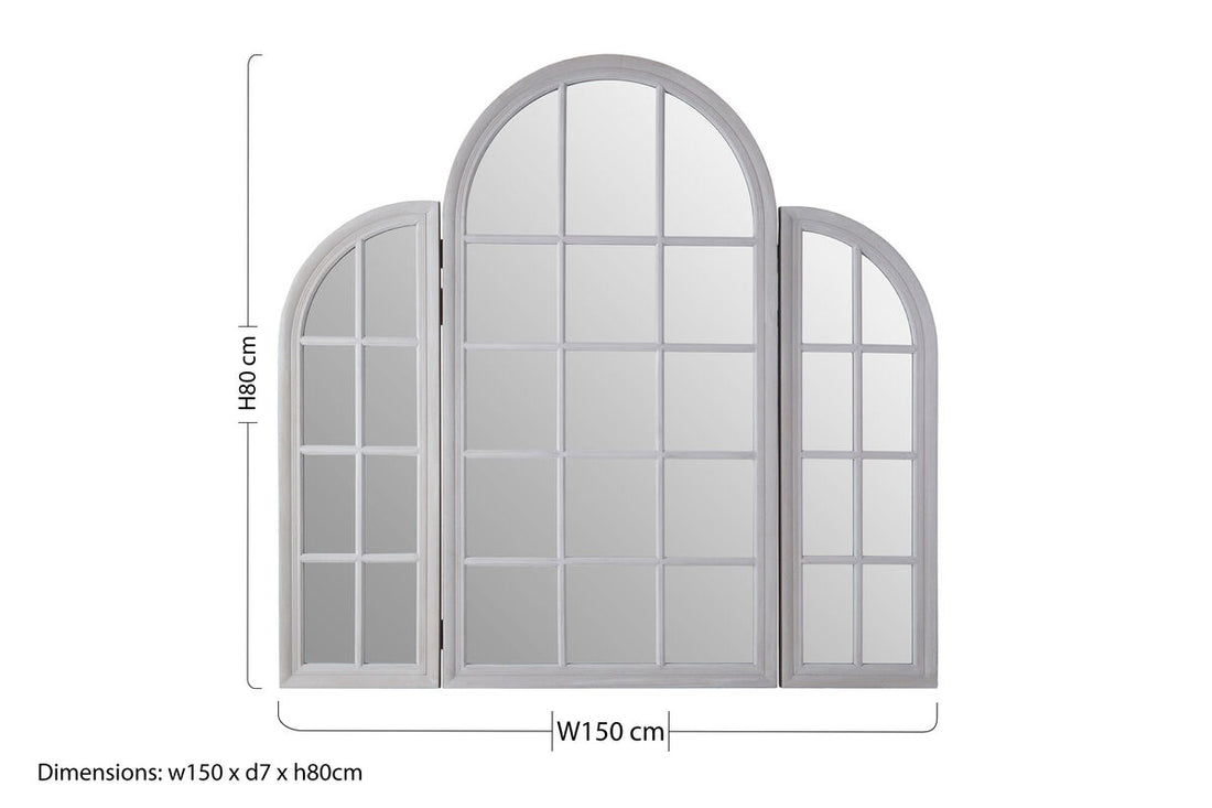 Fret Grey Finish Dressing Table Mirror - Image 7