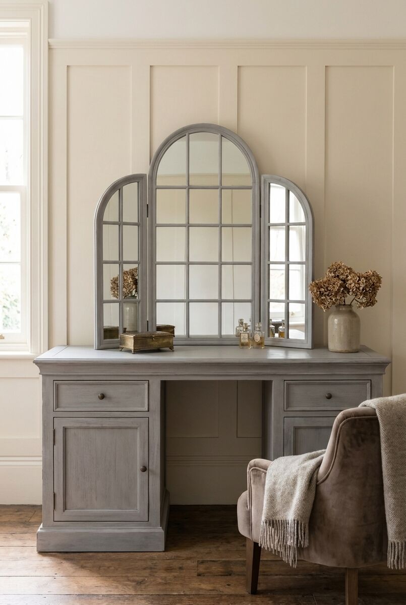 Fret Grey Finish Dressing Table Mirror
