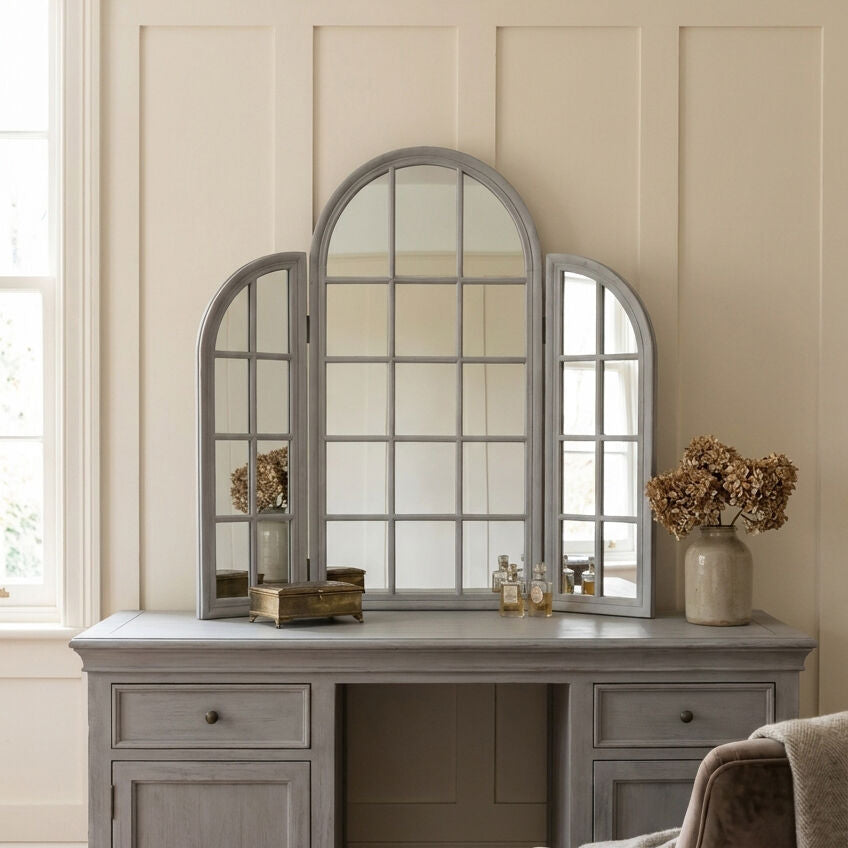 Fret Grey Finish Dressing Table Mirror