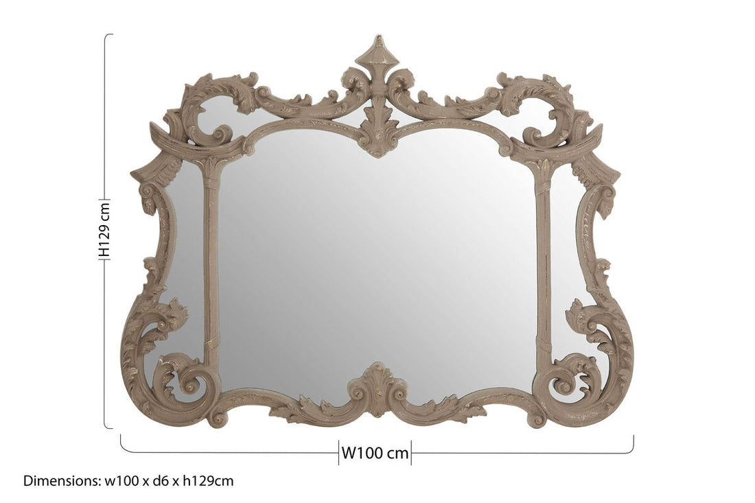 Haniel Antique Grey Finish Ornate Wall Mirror - Image 7