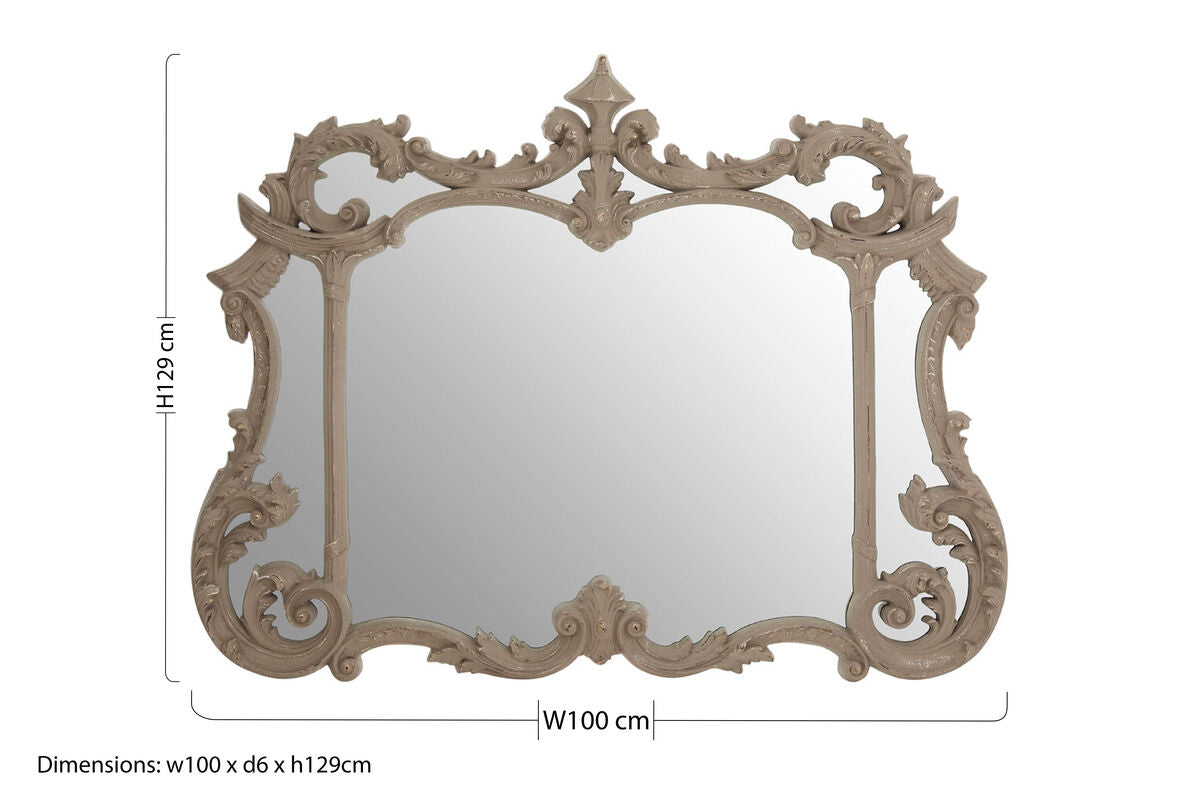 Haniel Antique Grey Finish Ornate Wall Mirror