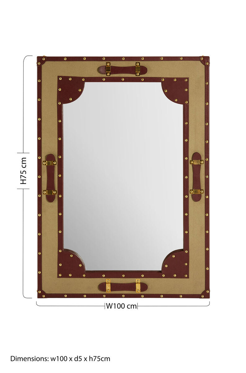 Columbus Canvas And Leather Trim Wall Mirror - Image 6