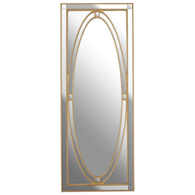 Decorative wall mirror with gold frame on a white background