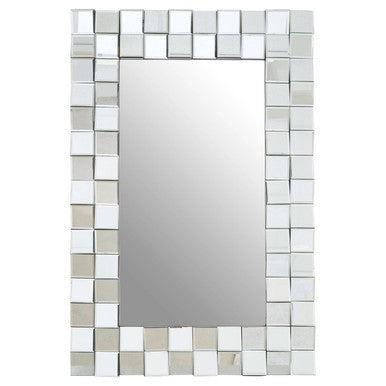 Rectangular mirror with mosaic frame on a white background
