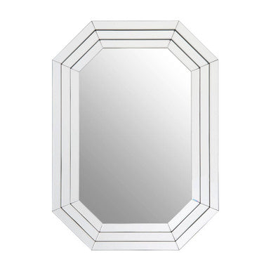 Octagonal mirror with a decorative frame on a white background