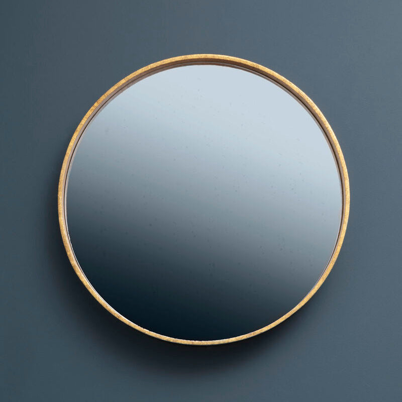 Colton Round Wall Mirror with Antique Gold Frame