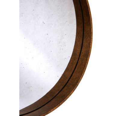 Colton Round Wall Mirror with Antique Gold Frame