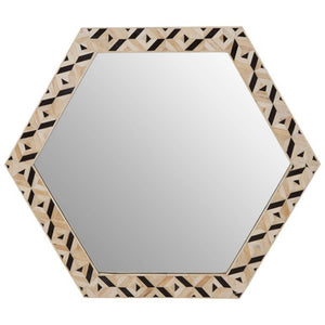 Harlo Ivory and Black Hexagonal Wall Mirror