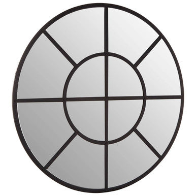 Descartes Black Finish Round Wall Mirror