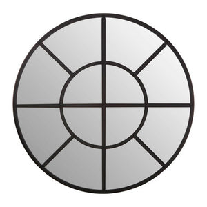 Descartes Black Finish Round Wall Mirror