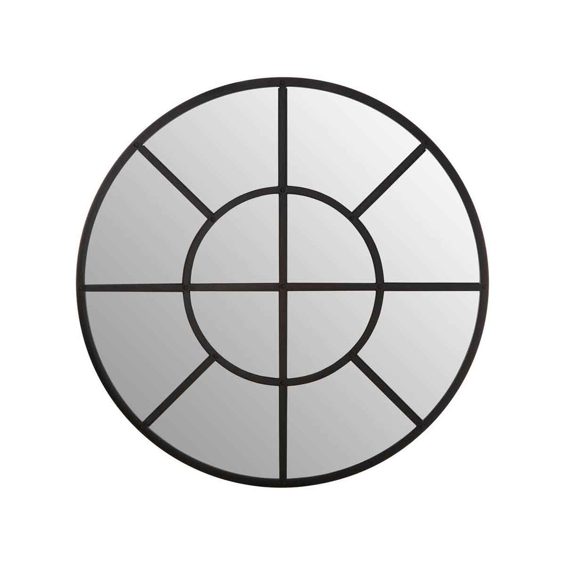 Descartes Black Finish Round Wall Mirror