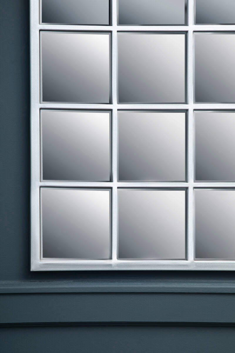 Descartes Silver Grid Frame Wall Mirror