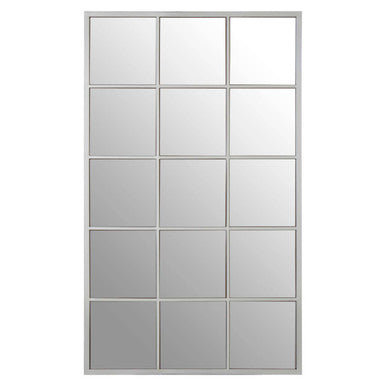 Glass sliding door with grid pattern on a white background