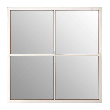 Four-panel mirror with a white frame on a white background