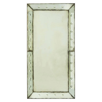 Rectangular mirror with decorative frame on a white background