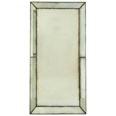 Rectangular mirror with a decorative frame on a white background