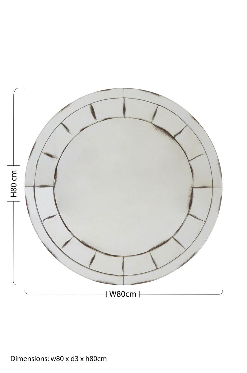 Riza Round And Mosaic Effect Wall Mirror