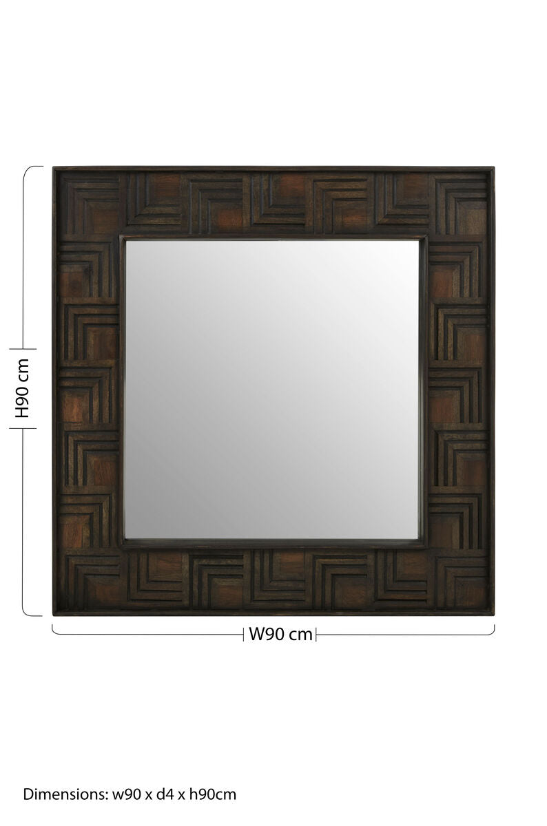 Surat Mango Wood Square Wall Mirror - Image 4