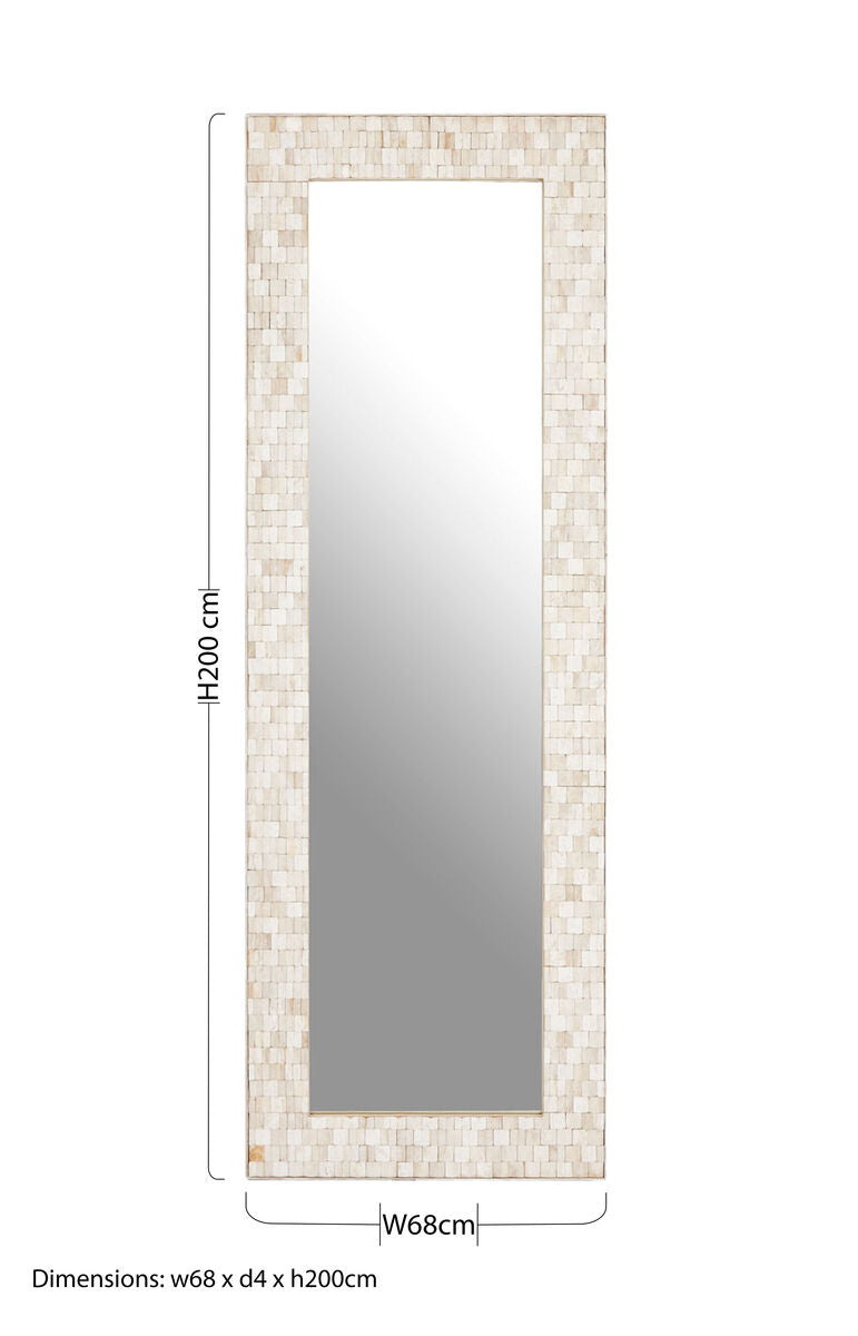 Hestina Rectangular White Wash Mosaic Wall Mirror - Image 8