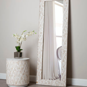 Rectangular White Wash Mosaic Wall Mirror | Hestina