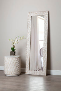 Hestina Rectangular White Wash Mosaic Wall Mirror