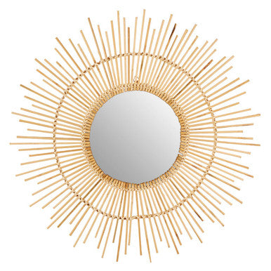 Batu Natural Rattan Round Wall Mirror