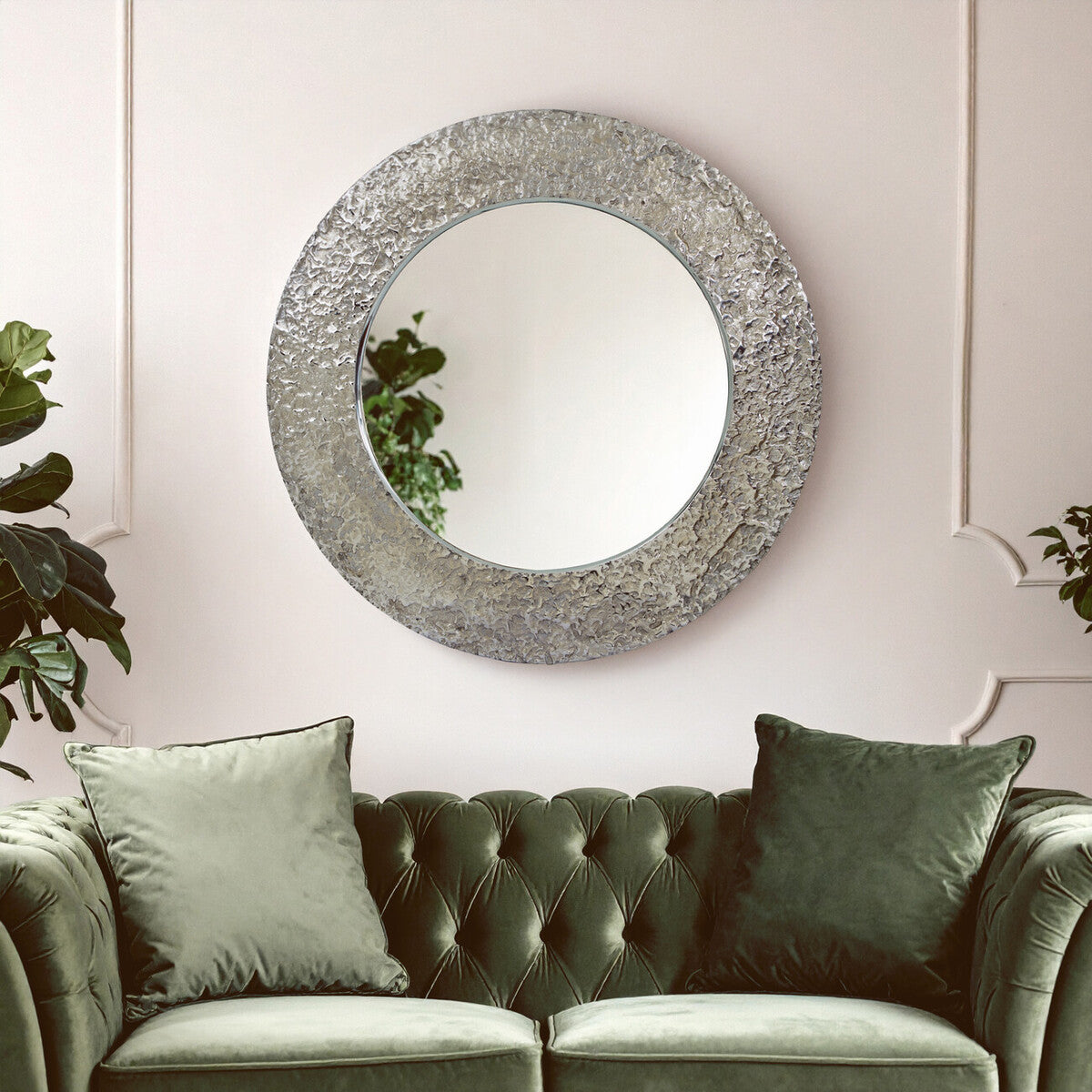 Akola Nickel Finish Round Wall Mirror