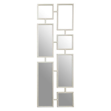 Decorative wall mirror with geometric design on a white background