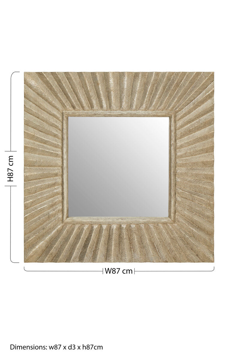 Fusion Square Wall Mirror with Textured Silver Frame - Image 6