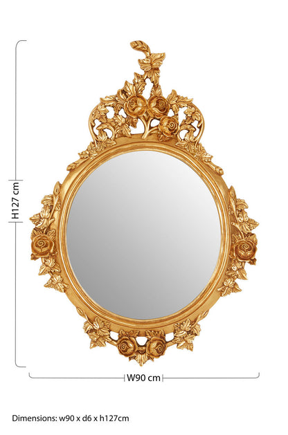 Marseille Gold Finish Round Wall Mirror