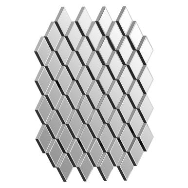Hexagonal mirror tiles arranged in a pattern on a white background