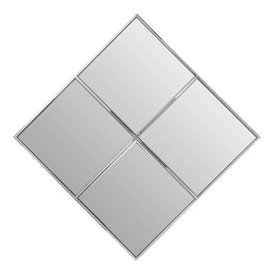 Set of six square mirrors arranged in a diamond pattern on a white background