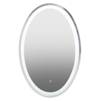 Round illuminated bathroom mirror on a white background