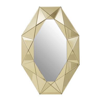 Gold geometric mirror on a white background