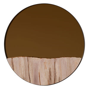 Relic Petrified Wood Tile Large Round Mirror