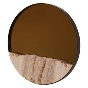 Relic Petrified Wood Tile Small Round Mirror