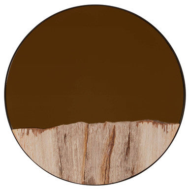 Relic Petrified Wood Tile Small Round Mirror
