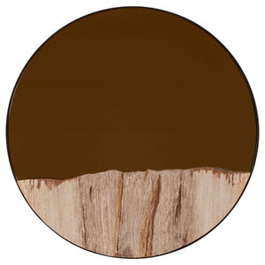 Relic Petrified Wood Tile Small Round Mirror