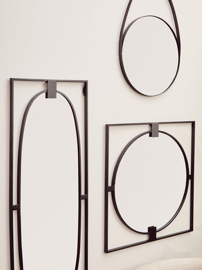 Trento Black Frame Hanging Loop Wall Mirror