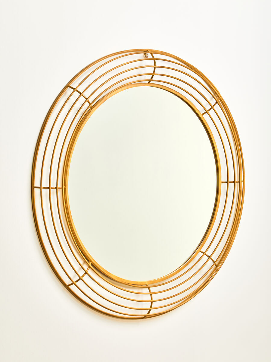 Trento Antique Gold Round Wall Mirror