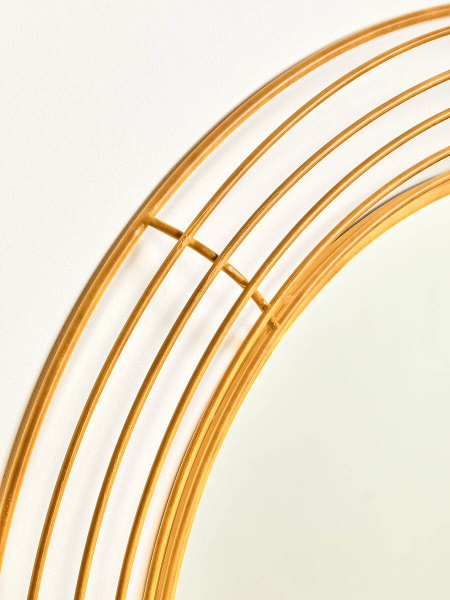 Trento Antique Gold Round Wall Mirror