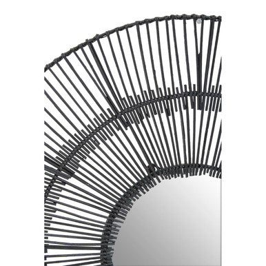 Batu Black Rattan Wall Mirror