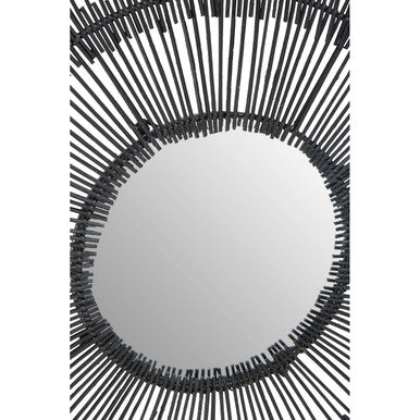 Batu Black Rattan Wall Mirror