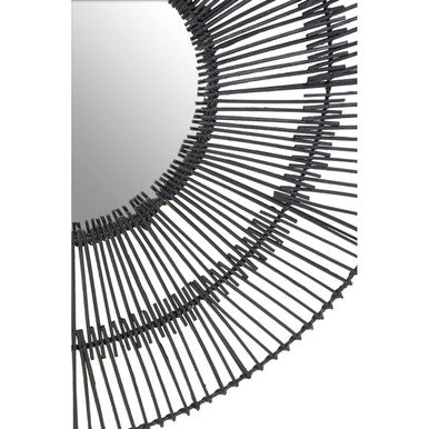 Batu Black Rattan Wall Mirror