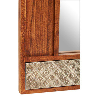 Boho Acacia Wood Wall Mirror