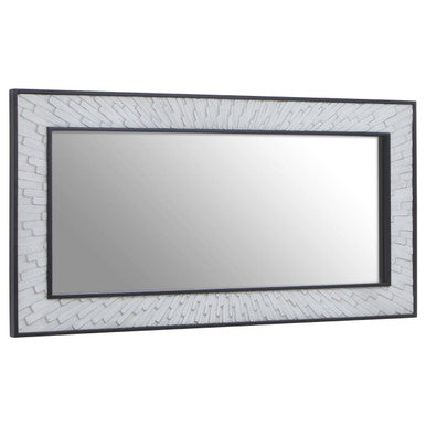 Milan Grey and White Finish Elm Wood Wall Mirror