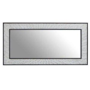 Grey and White Finish Elm Wood Wall Mirror | Milan